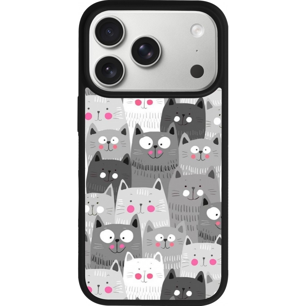 iPhone 17 Pro Case Hülle - Silikon schwarz Katzenschwärme