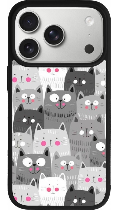 iPhone 17 Pro Case Hülle - Silikon schwarz Katzenschwärme