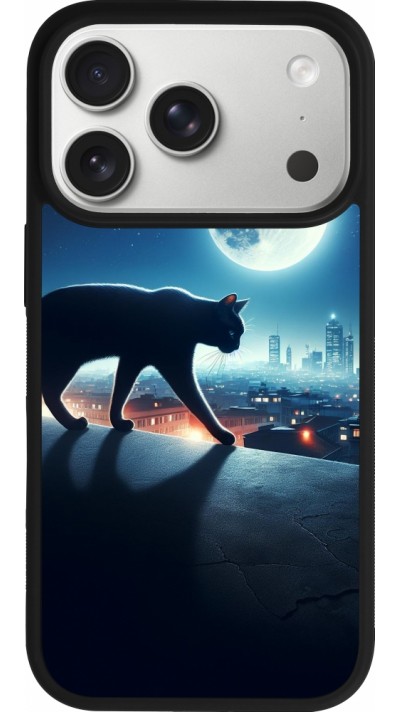 iPhone 17 Pro Case Hülle - Silikon schwarz Schwarze Katze unter dem Vollmond