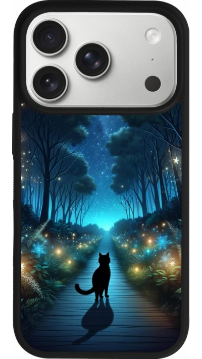 iPhone 17 Pro Case Hülle - Silikon schwarz Schwarze Katze Spaziergang