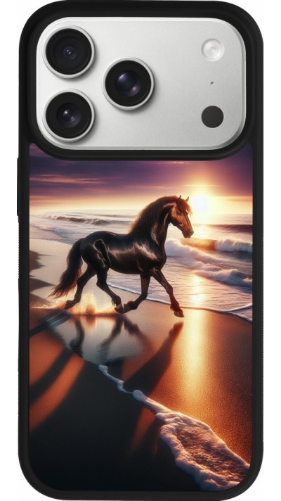 iPhone 17 Pro Case Hülle - Silikon schwarz Pferd majestätisch Strand