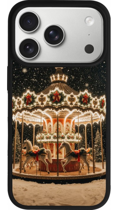 Coque iPhone 17 Pro - Silicone rigide noir Christmas 25 Carousel