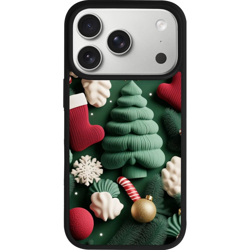 Coque iPhone 17 Pro - Silicone rigide noir Christmas 25 Christmas textiles