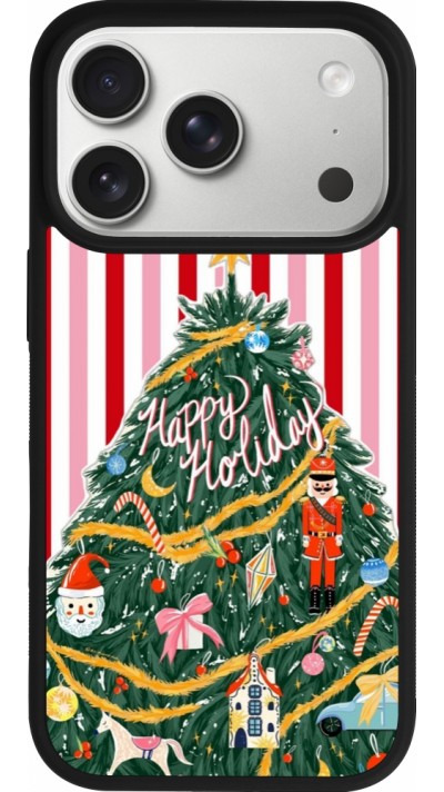 Coque iPhone 17 Pro - Silicone rigide noir Christmas 25 Happy Holiday