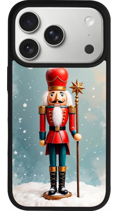 Coque iPhone 17 Pro - Silicone rigide noir Christmas 25 Nutcracker Snow