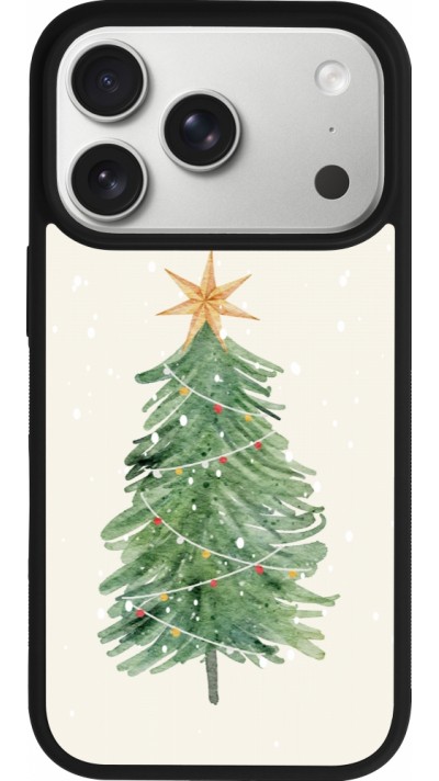 Coque iPhone 17 Pro - Silicone rigide noir Christmas 25 Sketch Tree