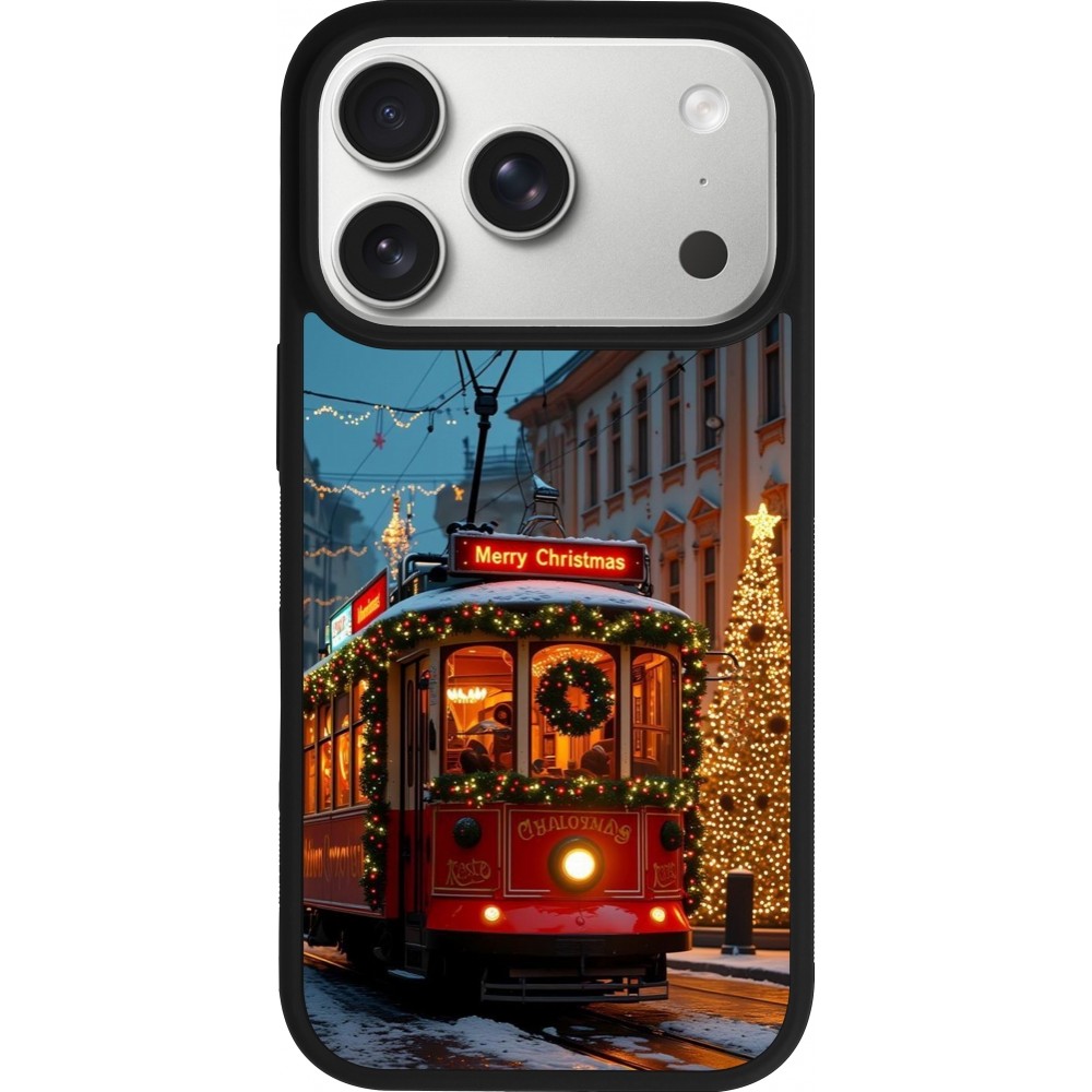 Coque iPhone 17 Pro - Silicone rigide noir Christmas 25 Xmas Train