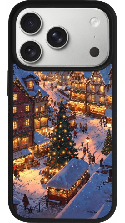 Coque iPhone 17 Pro - Silicone rigide noir Christmas 25 Xmas Village