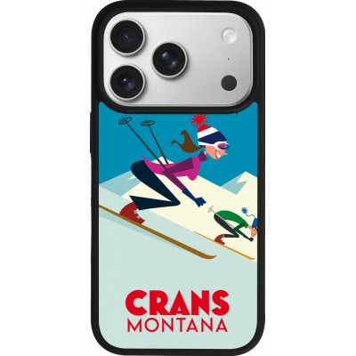 Coque iPhone 17 Pro - Silicone rigide noir Crans-Montana Ski Downhill