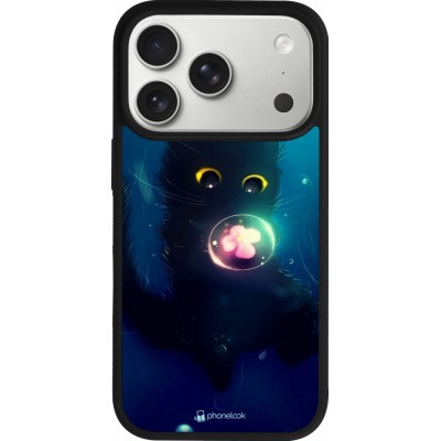 iPhone 17 Pro Case Hülle - Silikon schwarz Cute Cat Bubble