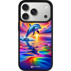 iPhone 17 Pro Case Hülle - Silikon schwarz Glücklicher Regenbogen-Delfin