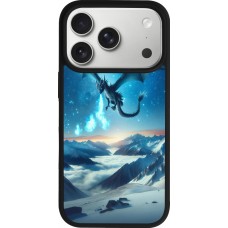 Coque iPhone 17 Pro - Silicone rigide noir Dragon nocturne montagne