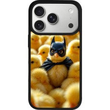 Coque iPhone 17 Pro - Silicone rigide noir Easter 2026 Chicken Batman