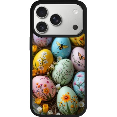 iPhone 17 Pro Case Hülle - Silikon schwarz Easter 2026 Eggs with bees