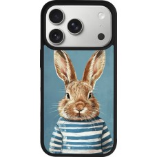 Coque iPhone 17 Pro - Silicone rigide noir Easter 2026 Rabbit navy