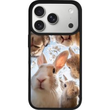 Coque iPhone 17 Pro - Silicone rigide noir Easter 2026 Rabbits