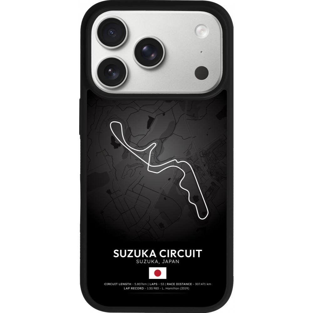Coque iPhone 17 Pro - Silicone rigide noir F1 Track 2025 Japan
