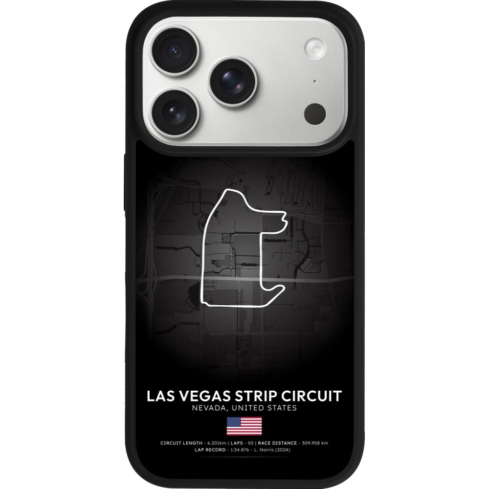 Coque iPhone 17 Pro - Silicone rigide noir F1 Track 2025 Las Vegas