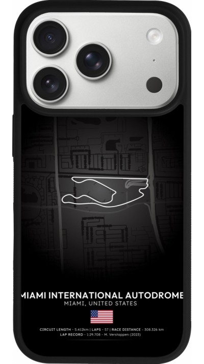 Coque iPhone 17 Pro - Silicone rigide noir F1 Track 2025 Miami