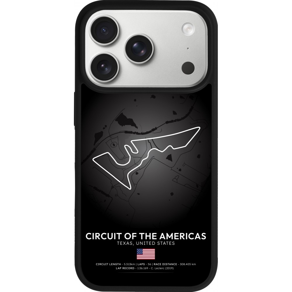 Coque iPhone 17 Pro - Silicone rigide noir F1 Track 2025 United States