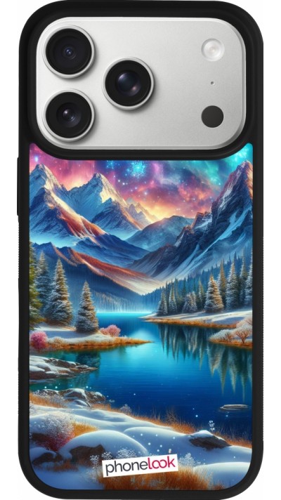 Coque iPhone 17 Pro - Silicone rigide noir Fantasy Mountain Lake Sky Stars
