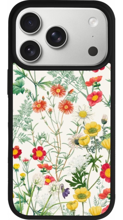 Coque iPhone 17 Pro - Silicone rigide noir Flora Botanical Wildlife
