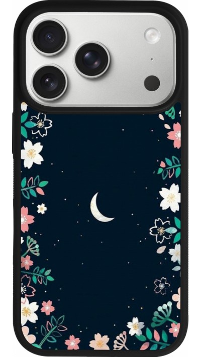 Coque iPhone 17 Pro - Silicone rigide noir Flowers space
