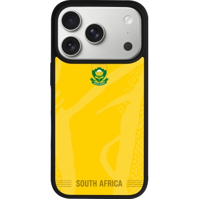Coque iPhone 17 Pro - Silicone rigide noir Maillot de football Afrique du Sud 2026 personnalisable