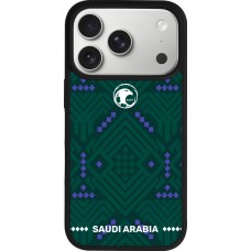 Coque iPhone 17 Pro - Silicone rigide noir Maillot de football Arabie saoudite 2026 personnalisable