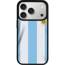 Coque iPhone 17 Pro - Silicone rigide noir Maillot de football Argentine 2022 personnalisable