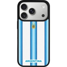 Coque iPhone 17 Pro - Silicone rigide noir Maillot de football Argentine 2026 personnalisable