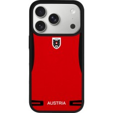 Coque iPhone 17 Pro - Silicone rigide noir Maillot de football Autriche 2026 personnalisable