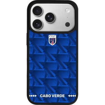 Coque iPhone 17 Pro - Silicone rigide noir Maillot de football Cap-Vert 2026 personnalisable