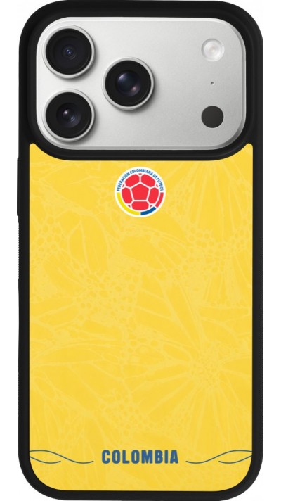 Coque iPhone 17 Pro - Silicone rigide noir Maillot de football Colombie 2026 personnalisable