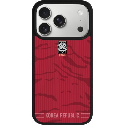 Coque iPhone 17 Pro - Silicone rigide noir Maillot de football Corée du Sud 2026 personnalisable