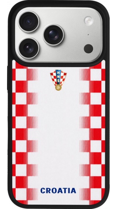 Coque iPhone 17 Pro - Silicone rigide noir Maillot de football Croatie 2026 personnalisable