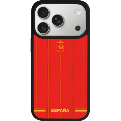 Coque iPhone 17 Pro - Silicone rigide noir Maillot de football Espagne 2026 personnalisable