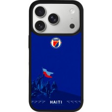 Coque iPhone 17 Pro - Silicone rigide noir Maillot de football Haiti 2026 personnalisable
