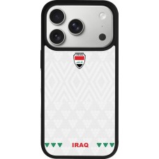 Coque iPhone 17 Pro - Silicone rigide noir Maillot de football Irak 2026 personnalisable