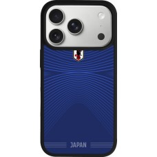 Coque iPhone 17 Pro - Silicone rigide noir Maillot de football Japon 2026 personnalisable