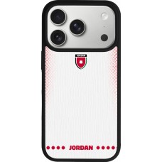 Coque iPhone 17 Pro - Silicone rigide noir Maillot de football Jordanie 2026 personnalisable