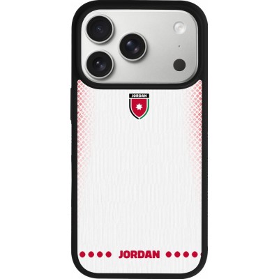 Coque iPhone 17 Pro - Silicone rigide noir Maillot de football Jordanie 2026 personnalisable