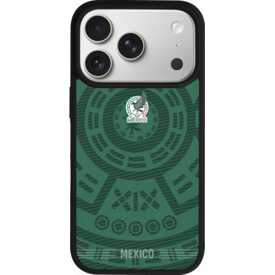 Coque iPhone 17 Pro - Silicone rigide noir Maillot de football Mexique 2026 personnalisable