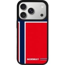 Coque iPhone 17 Pro - Silicone rigide noir Maillot de football Norvège 2026 personnalisable