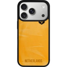 Coque iPhone 17 Pro - Silicone rigide noir Maillot de football Pays-Bas 2022 personnalisable
