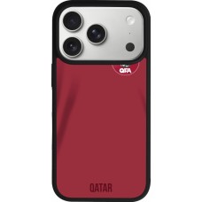 Coque iPhone 17 Pro - Silicone rigide noir Maillot de football Qatar 2022 personnalisable