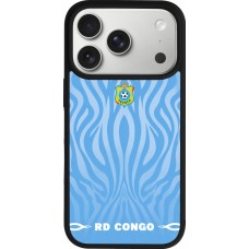 Coque iPhone 17 Pro - Silicone rigide noir Maillot de football RD Congo 2026 personnalisable