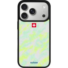 Coque iPhone 17 Pro - Silicone rigide noir Maillot de football Suisse Away 2026 personnalisable