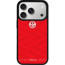 Coque iPhone 17 Pro - Silicone rigide noir Maillot de football Tunisie 2026 personnalisable
