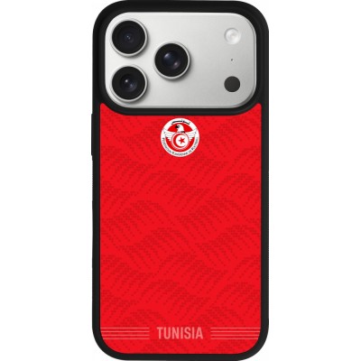 Coque iPhone 17 Pro - Silicone rigide noir Maillot de football Tunisie 2026 personnalisable